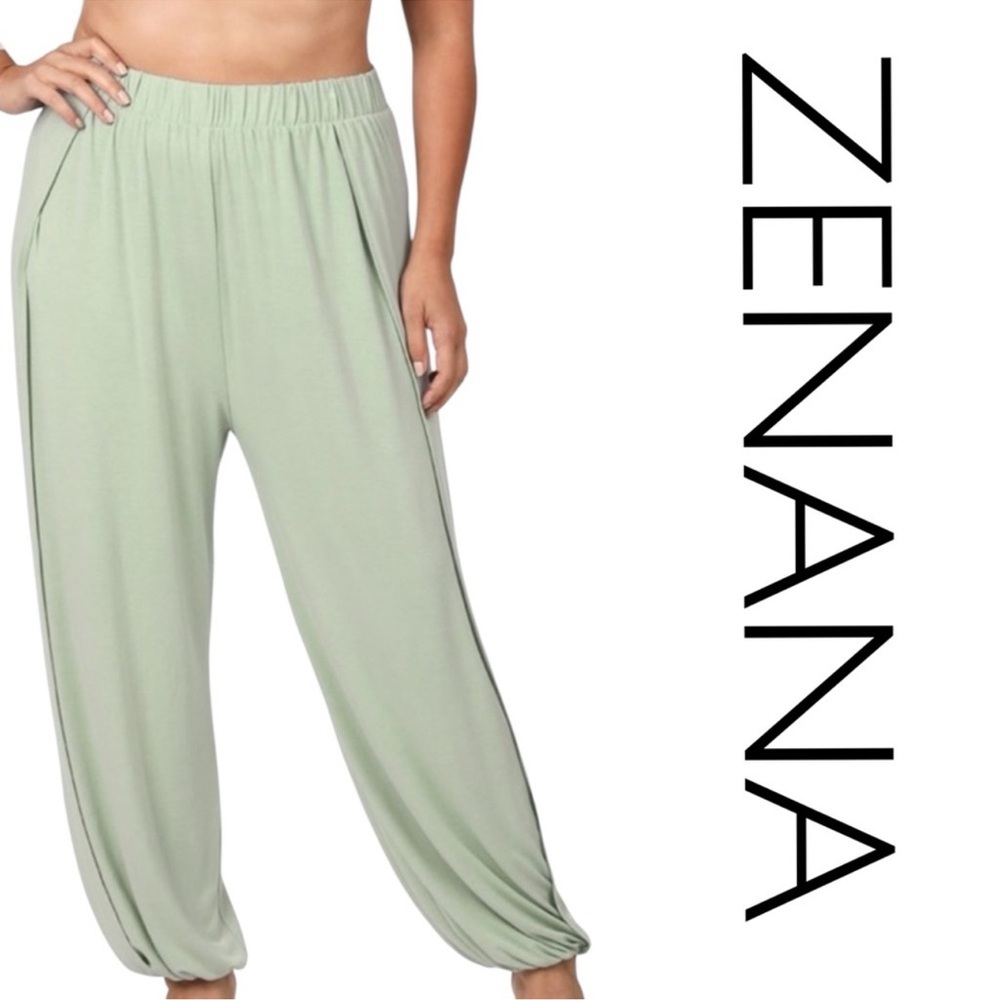 Zenana Wide Leg Split Harem Pants, Size 2X